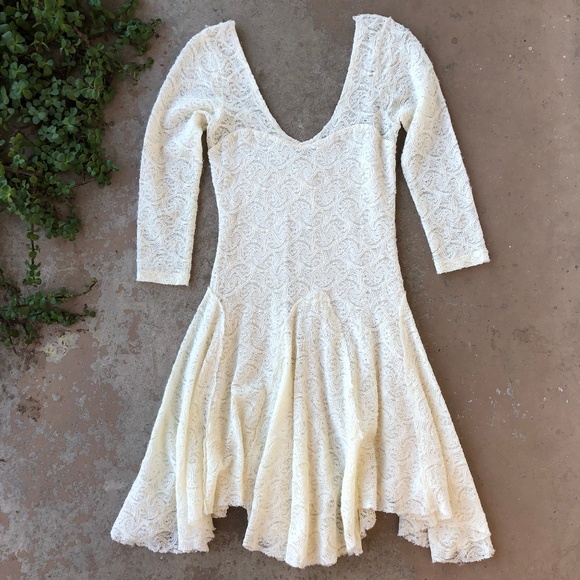 Free People Dresses & Skirts - Free People Cream Lace Fit & Flare A-Line Dress